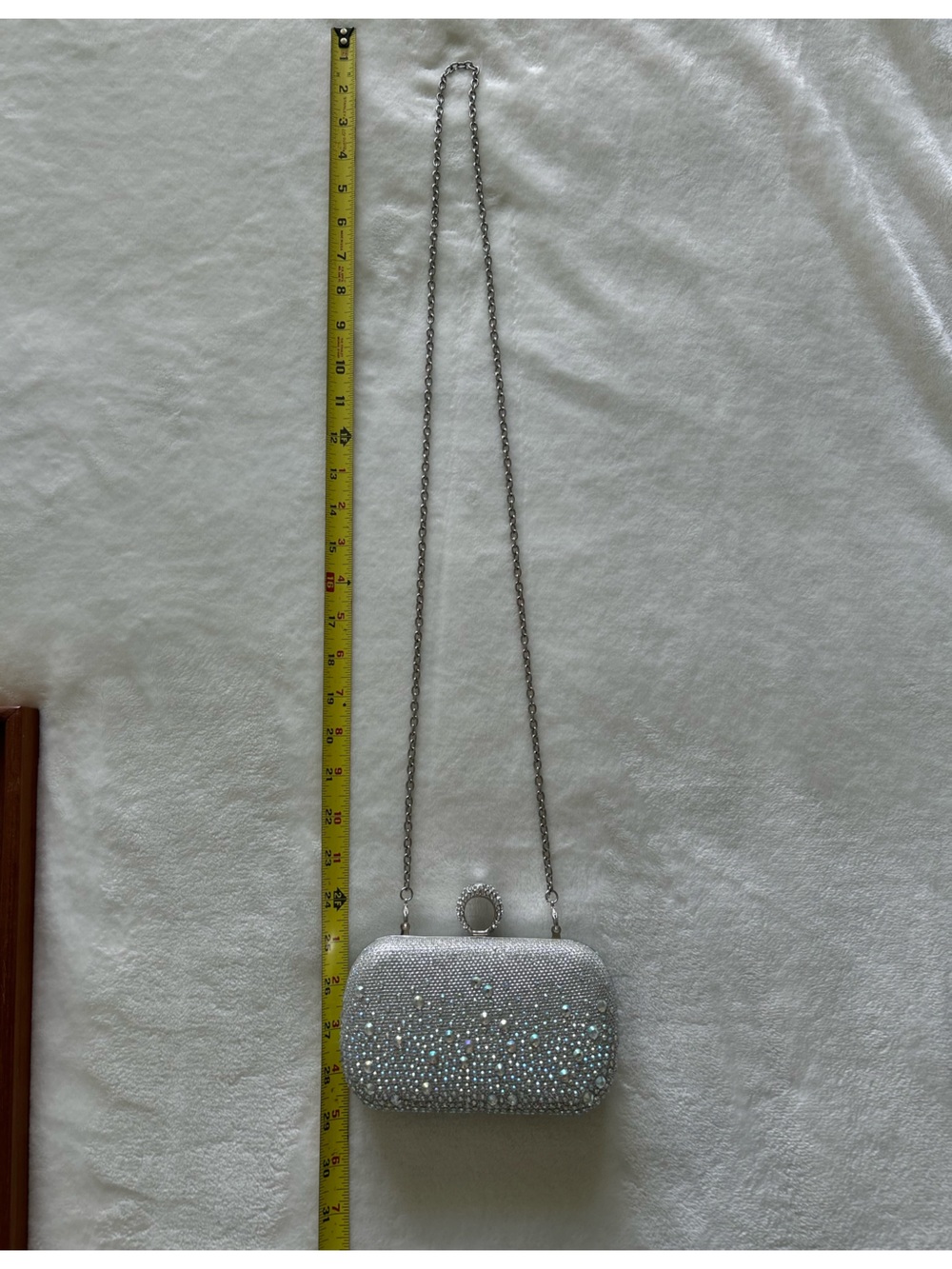 Charming Charlie RSVP Crystal Embellished Silver Evening Clutch - Picture 6 of 11